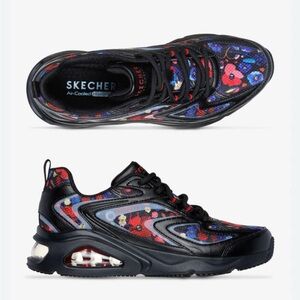 Skechers Black and Red Floral Sneakers